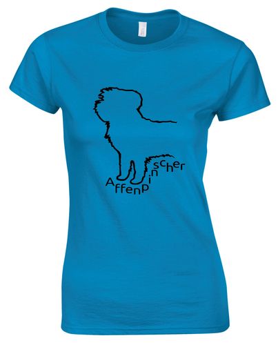 Female Affenpinscher Roundneck T-Shirt Sapphire Blue (Black)