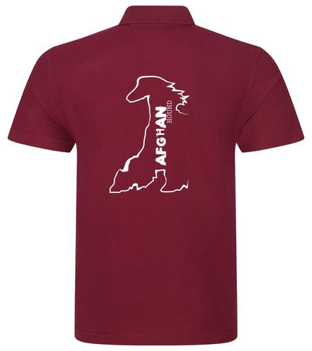Unisex Afghan Hound Polo Shirt Burgundy (White)