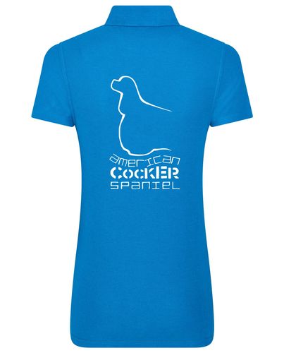 Female American Cocker Spaniel Polo Shirt Sapphire Blue (White)