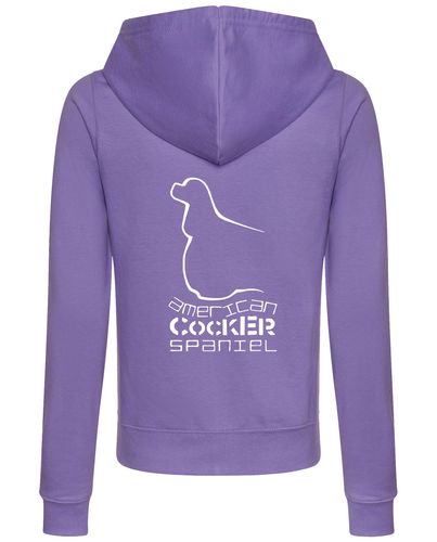 Female American Cocker Spaniel Zipped Hoodie Lavender (White)