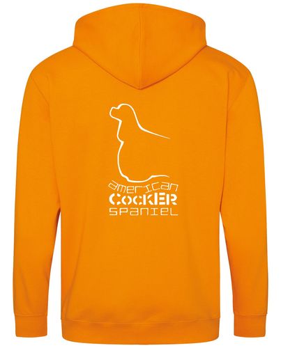 Unisex American Cocker Spaniel Zipped Hoodie Orange Crush (White)
