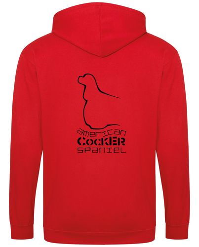 Unisex American Cocker Spaniel Zipped Hoodie Red (Black)