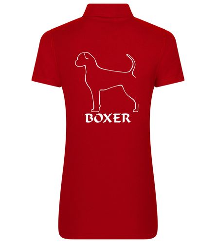 Female Boxer Ear Drop (2) Polo Shirt Red (White)