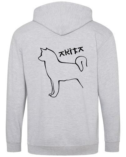 Unisex Akita Zipped Hoodie Heather Grey (Black)