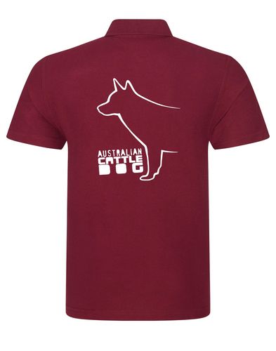Unisex Australian Cattle Dog Polo Shirt Burgundy (White)