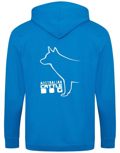 Unisex Australian Cattle Dog Zipped Hoodie Sapphire Blue (White)