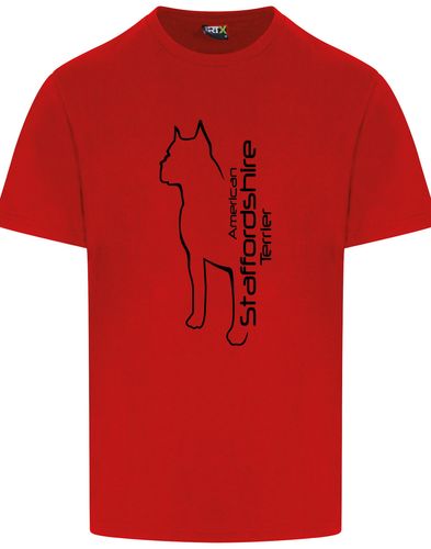 Unisex American Staffordshire Terrier Roundneck T-Shirt Red (Black)