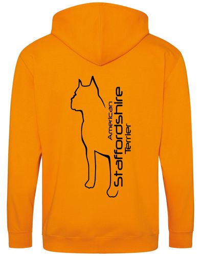 Unisex American Staffordshire Terrier Zipped Hoodie Orange Crush (Black)