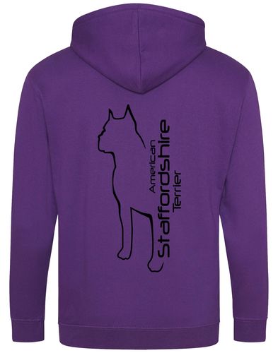 Unisex American Staffordshire Terrier Zipped Hoodie Purple (Black)