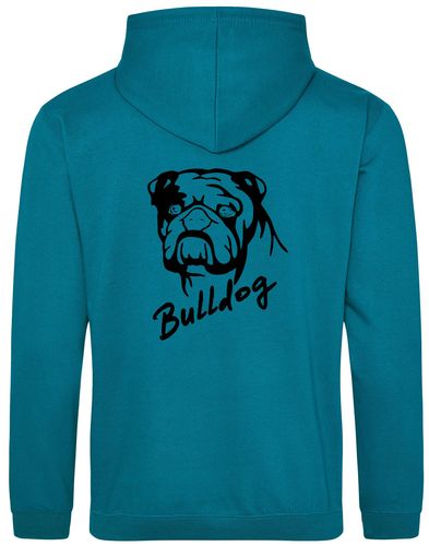 Unisex Bulldog (Head Design) Pullover Hoodie Jade (Black)