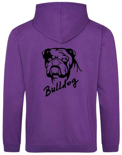 Unisex Bulldog (Head Design) Pullover Hoodie Purple (Black)