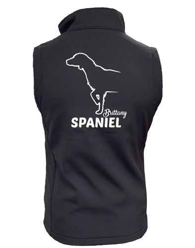 Female Brittany Spaniel Softshell Gilet Black Orange (White)