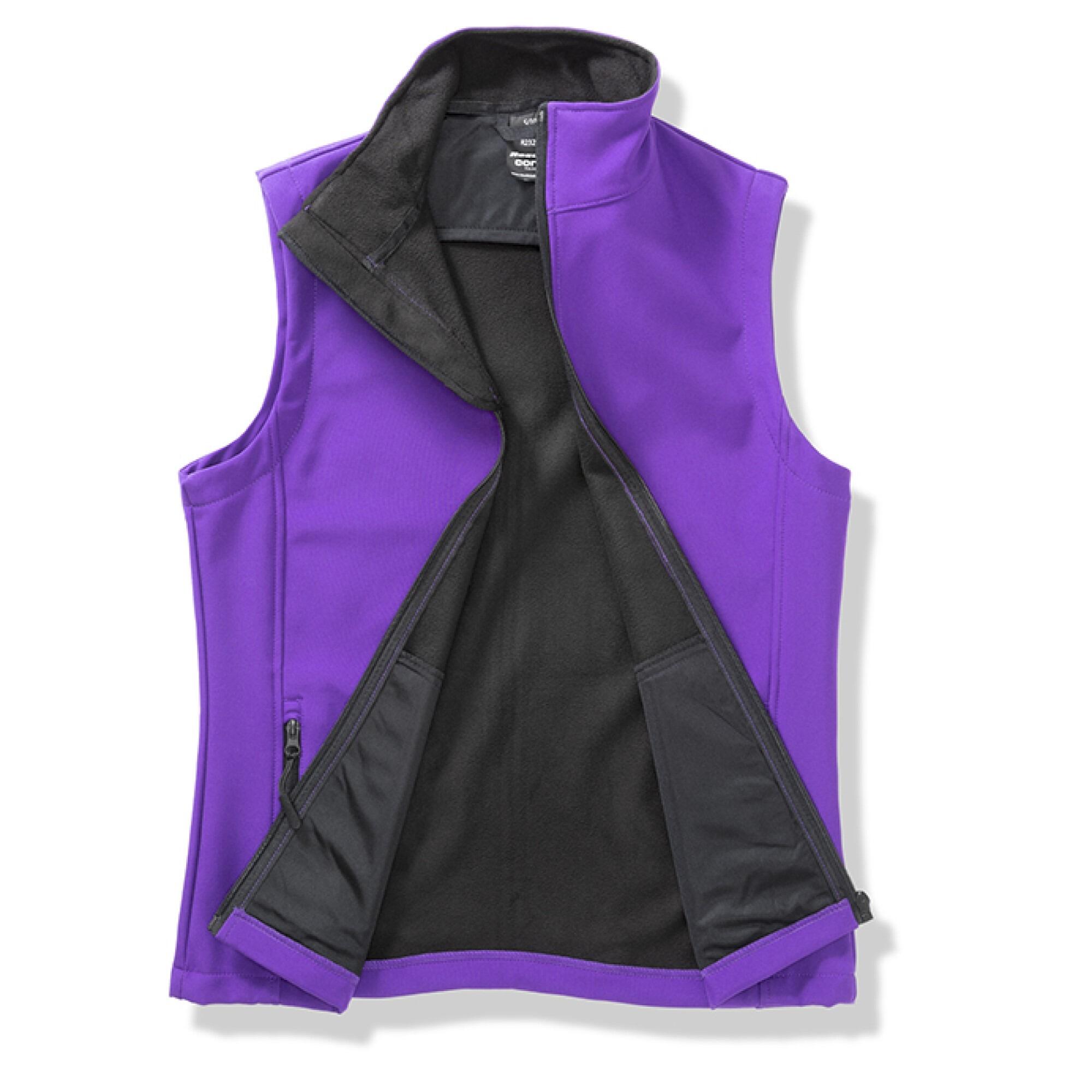 Female Brittany Spaniel Softshell Gilet Purple Open