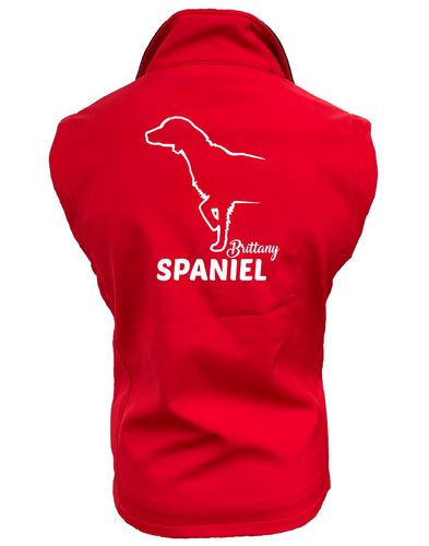 Female Brittany Spaniel Softshell Jacket Red (White)