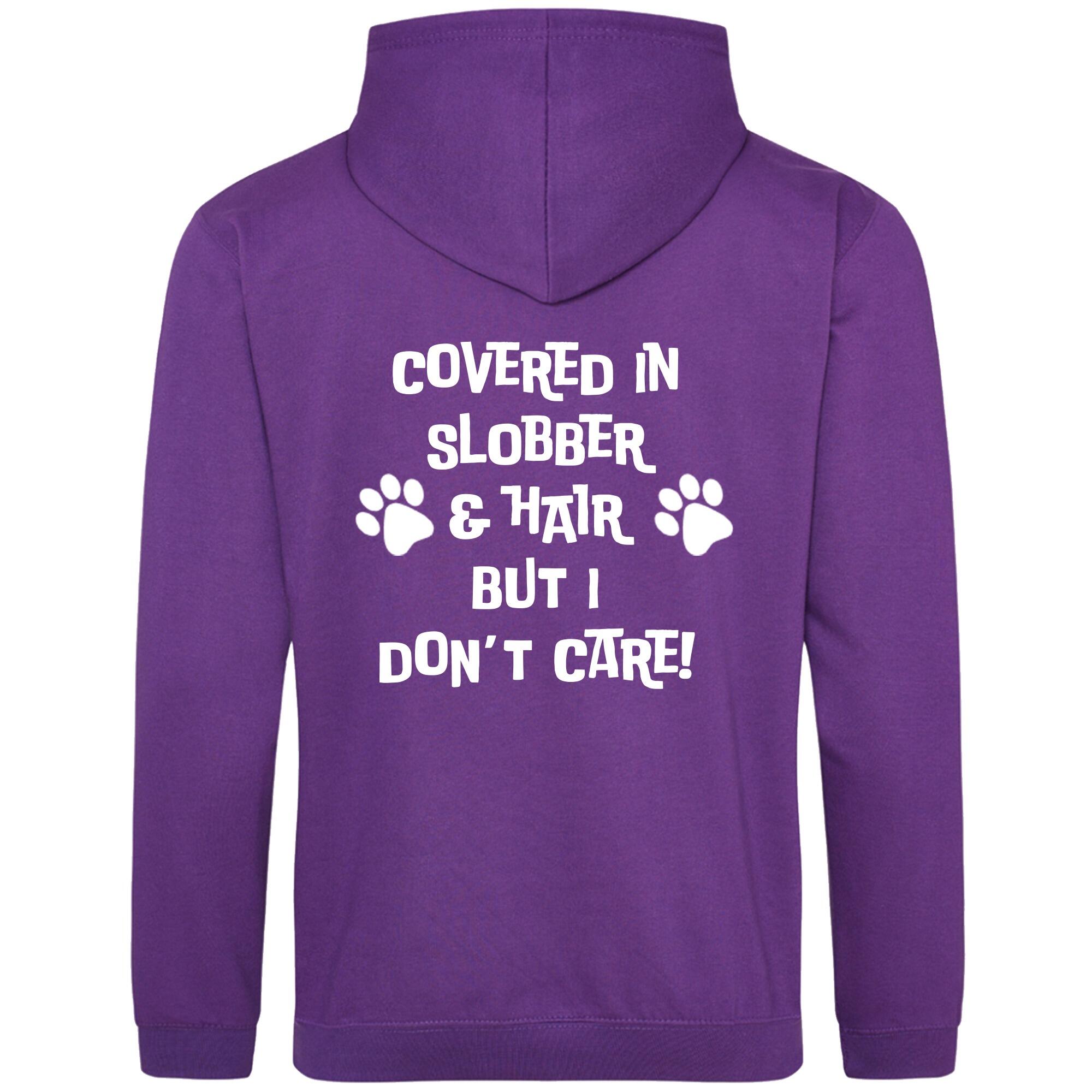 Purple Pullover Hoodies with "Covered in Slobber" White Print - Agility Lifestyle Collection