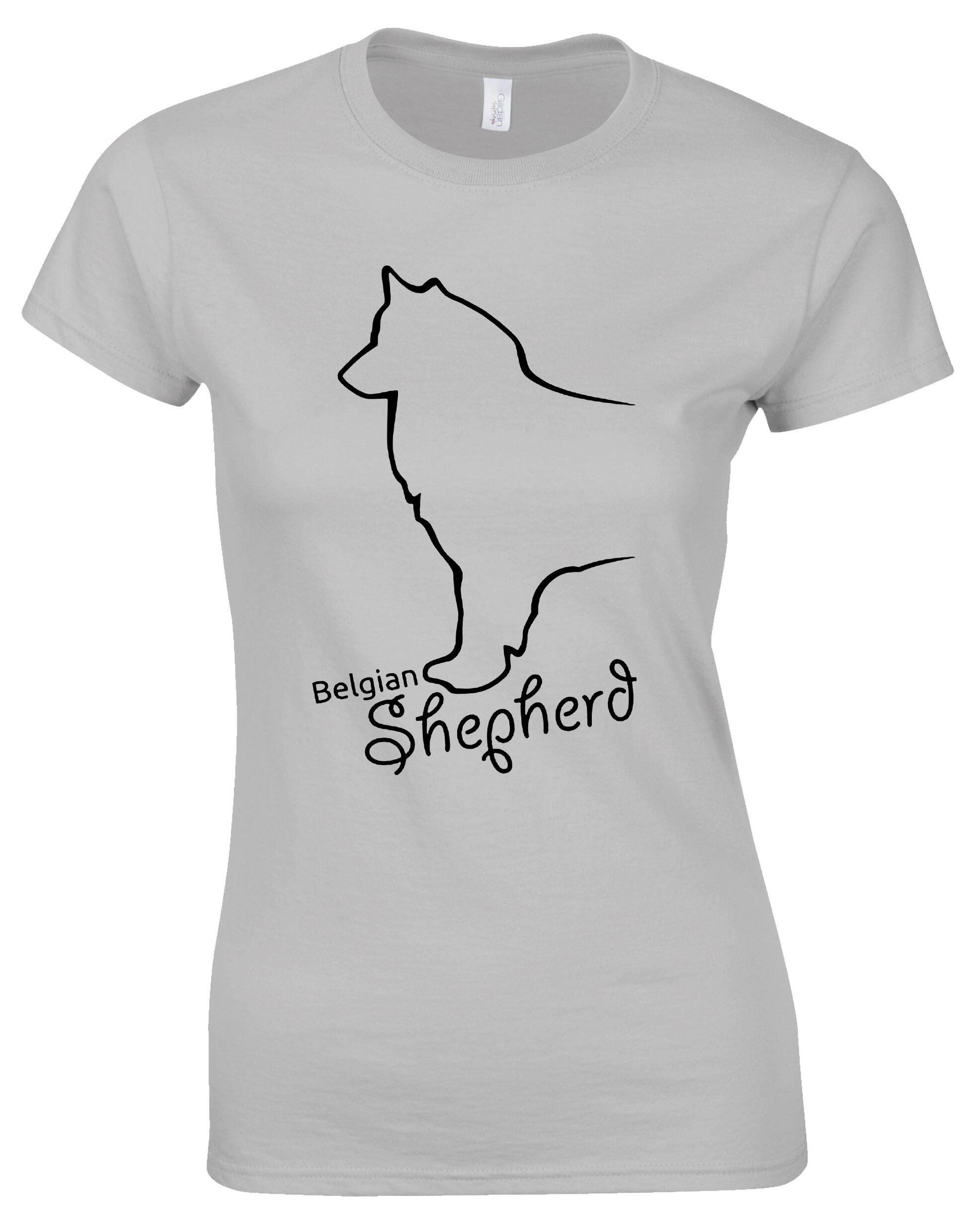 Female Roundneck T-shirt with Belgian Shepherd Dog Breed Design – Style for Every Dog Lover