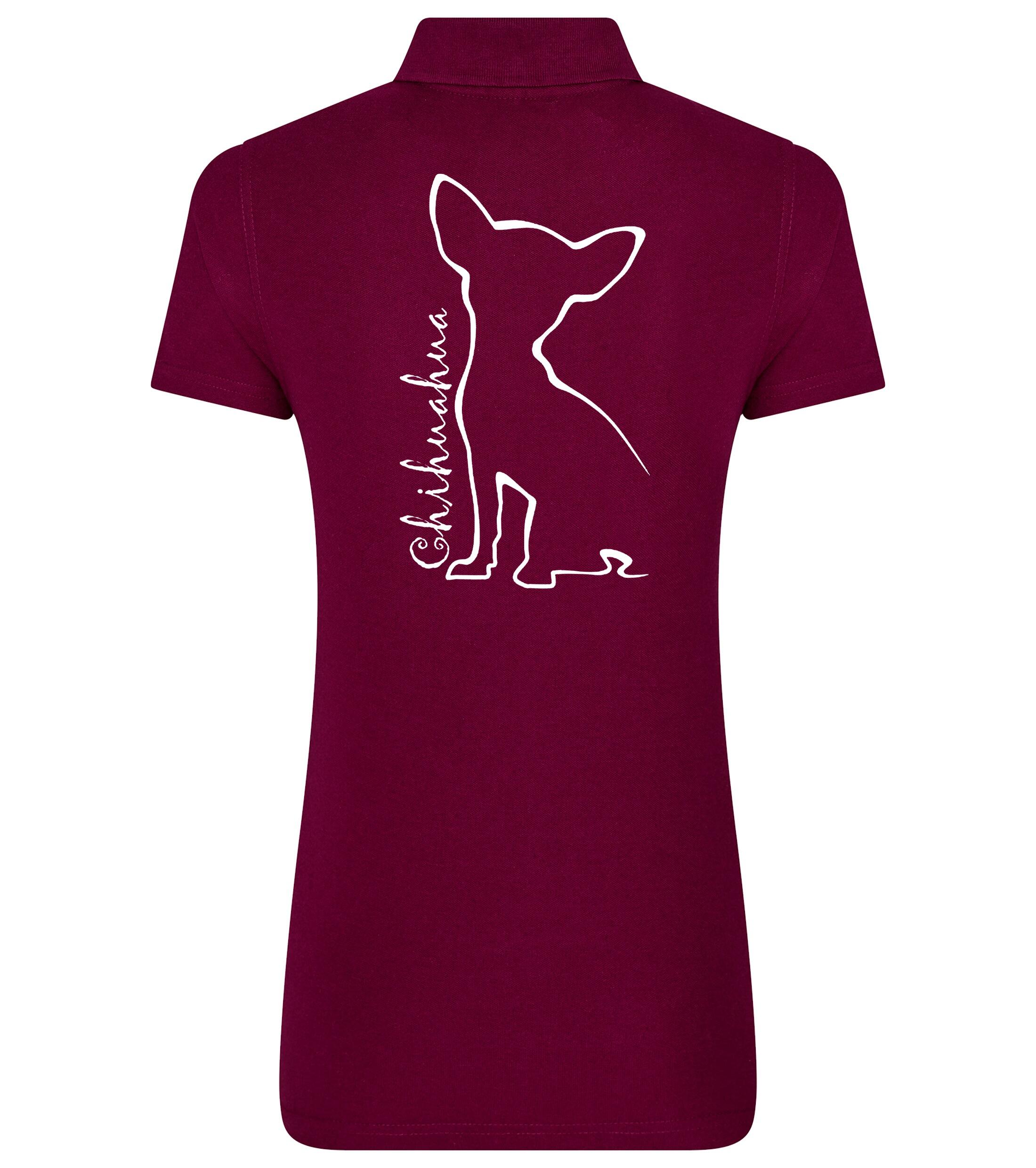 Women’s Cotton Polo with Chihuahua Outline Design – Perfect for Every Chihuahua Lover