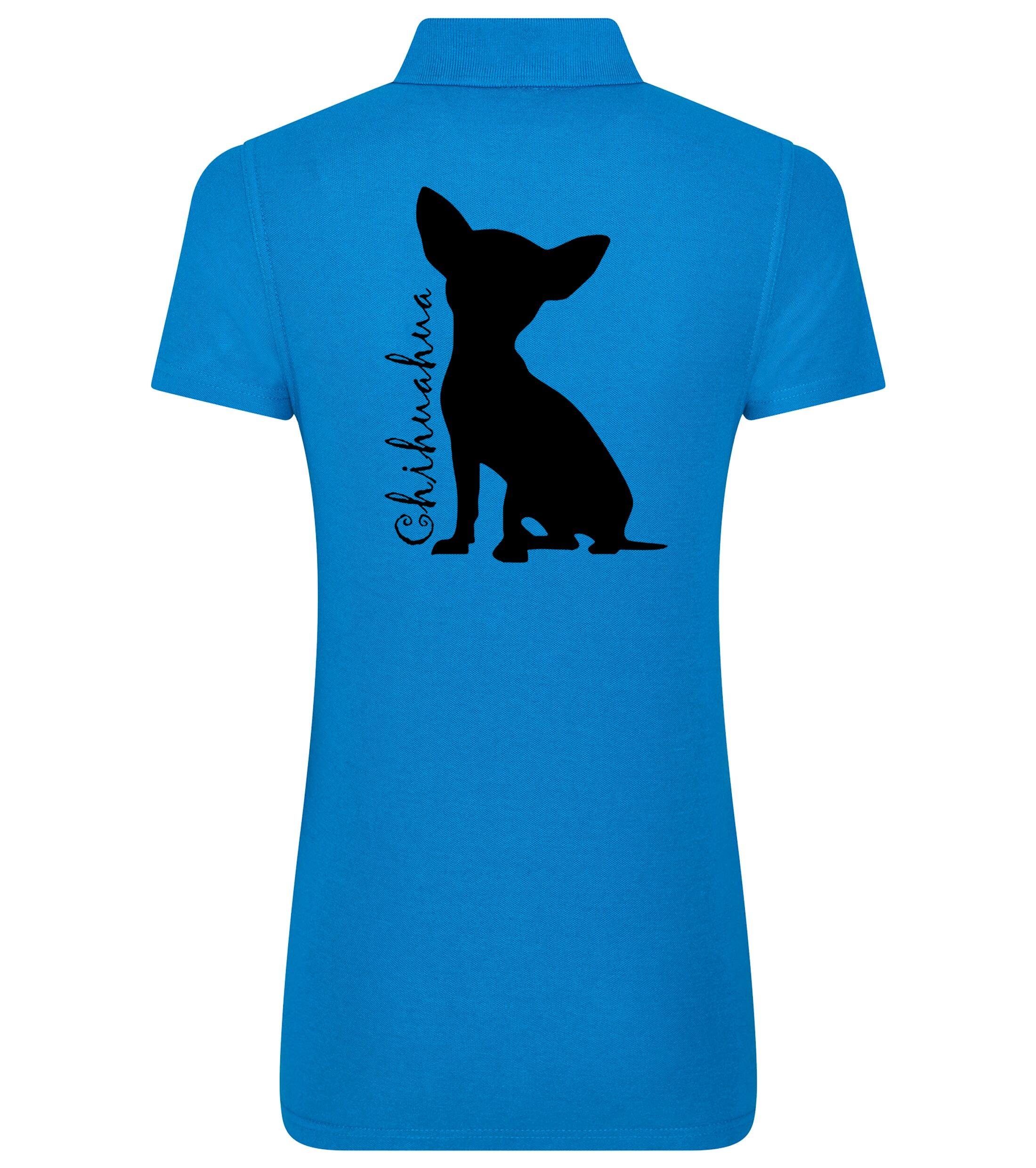 Women’s Cotton Polo with Chihuahua Silhouette Design – Essential Style for Chihuahua Lovers