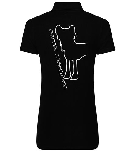 Women’s Cotton Polo with Chinese Crested Dog Breed Design – Style for Chinese Crested Enthusiasts