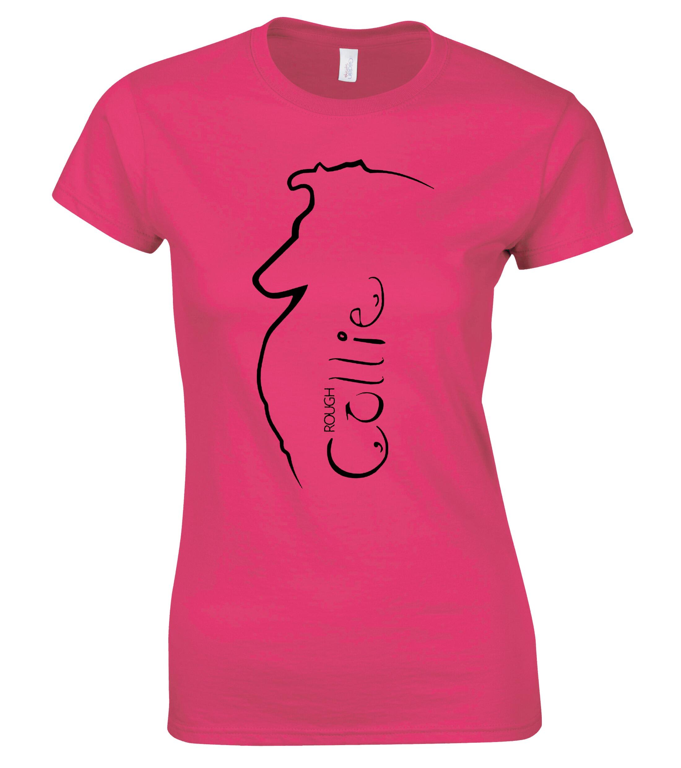 Female Roundneck T-Shirt with Collie (Rough) Dog Breed Design – Perfect for Every Rough Collie Lover