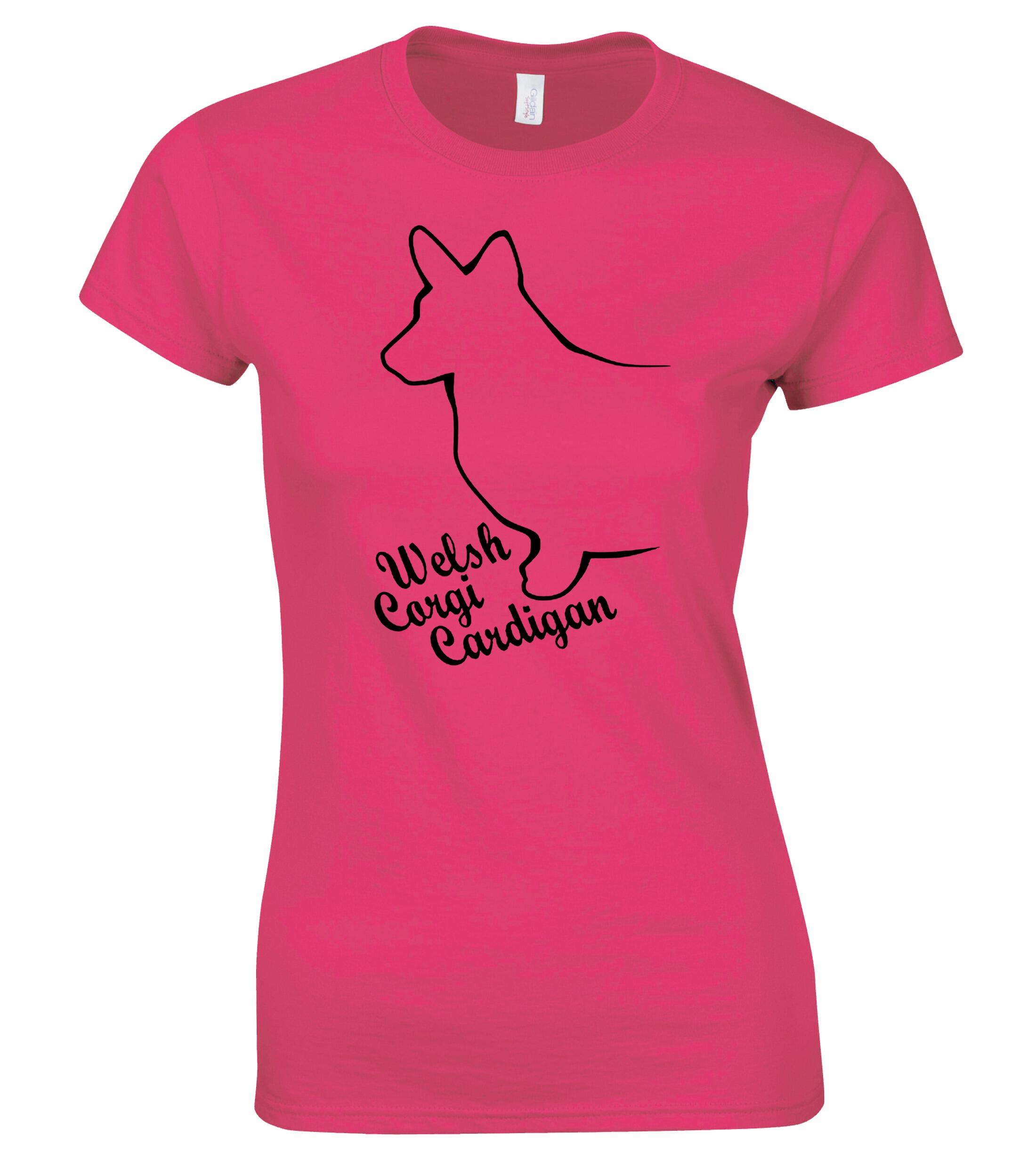 Female Roundneck T-shirt with Corgi Cardigan (Welsh) Dog Breed Design – Perfect for Corgi Enthusiasts