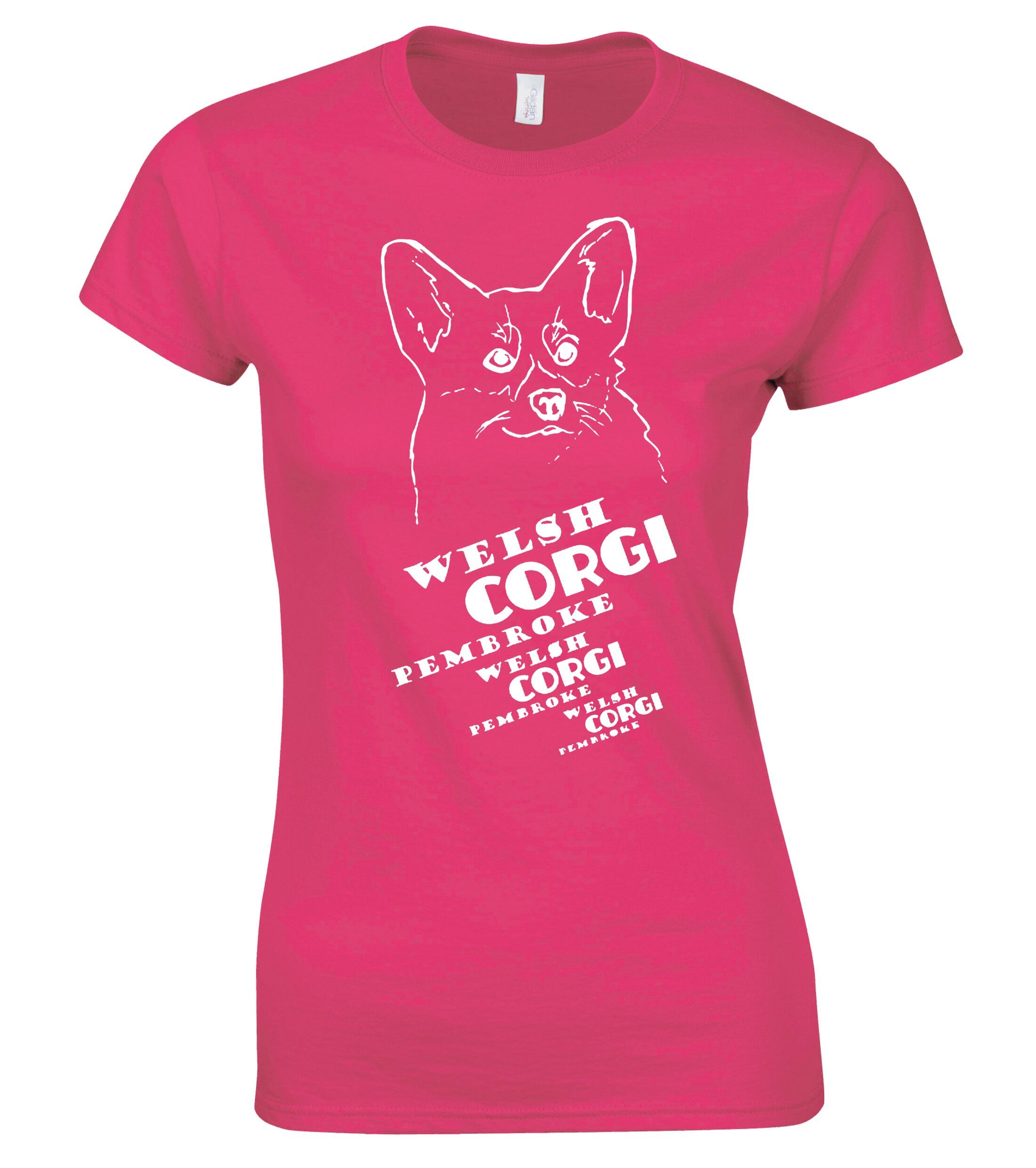 Female Roundneck T-shirt with Corgi Pembroke (Face) Dog Breed Design – An Essential for Corgi Enthusiasts
