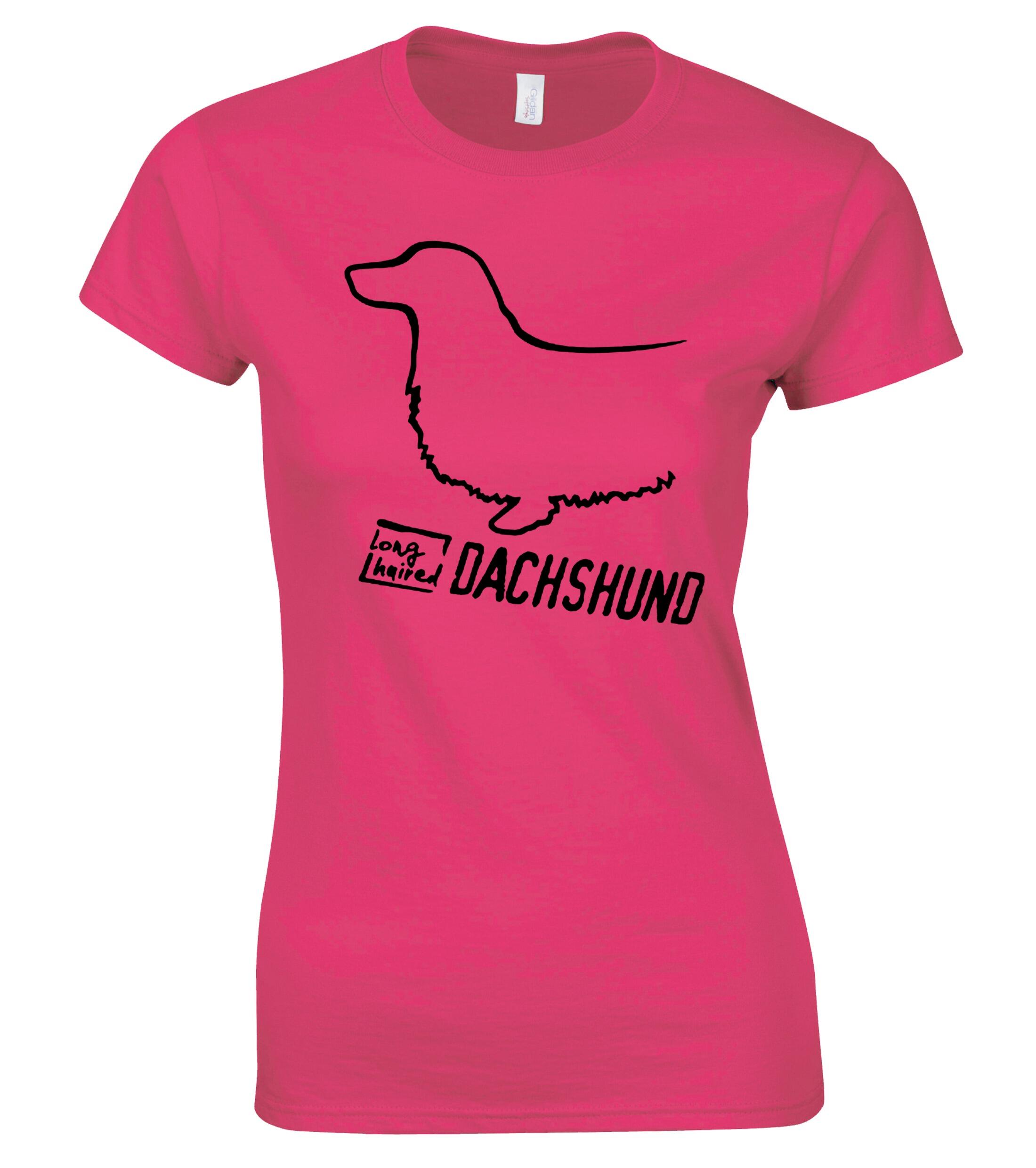 Dachshund (Longhaired) Dog Breed Design Women’s Roundneck T-Shirt – Celebrate Your Love in Style