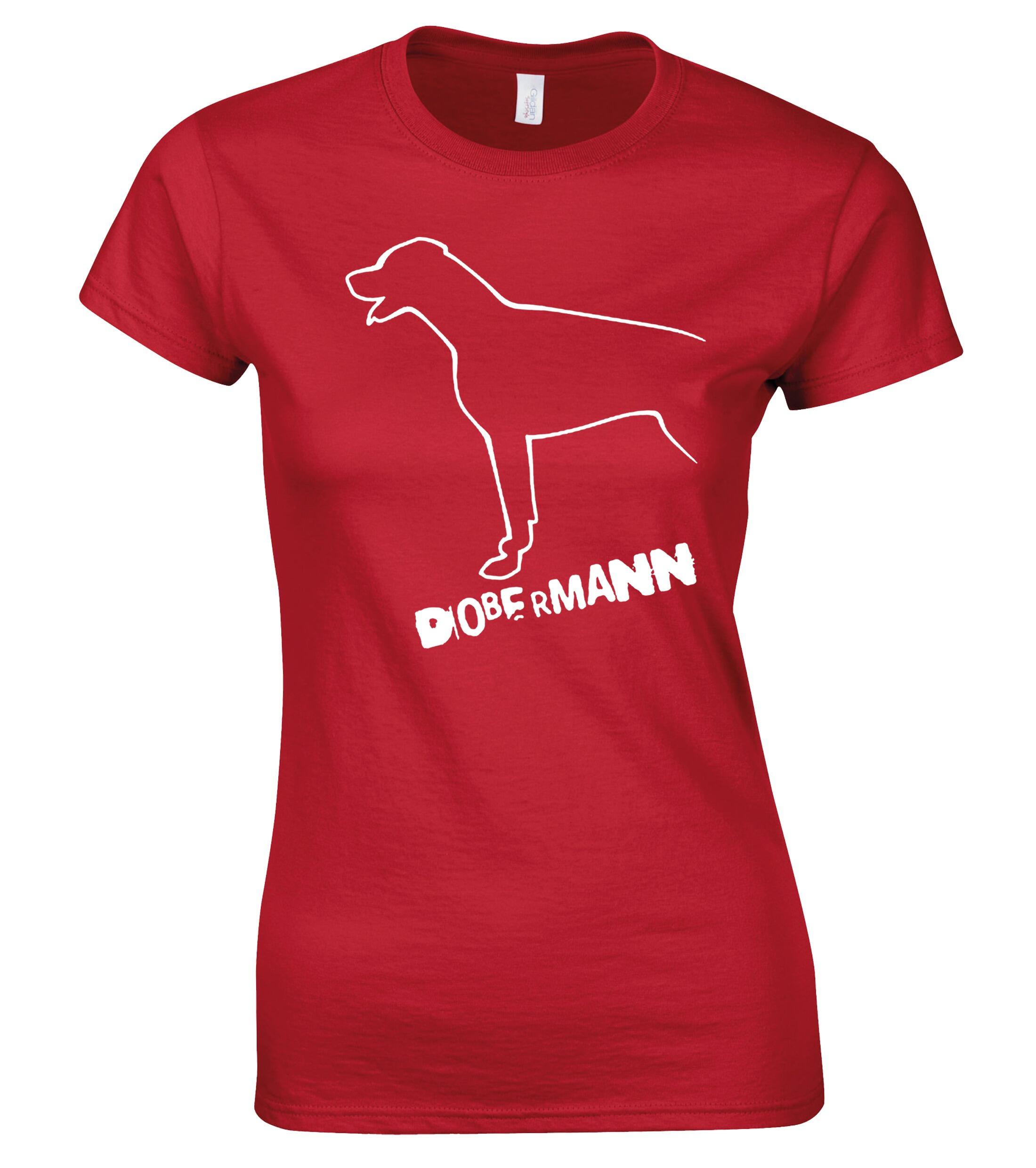 Dobermann (Outline) Women’s Roundneck T-Shirt – Celebrate Your Passion in Style