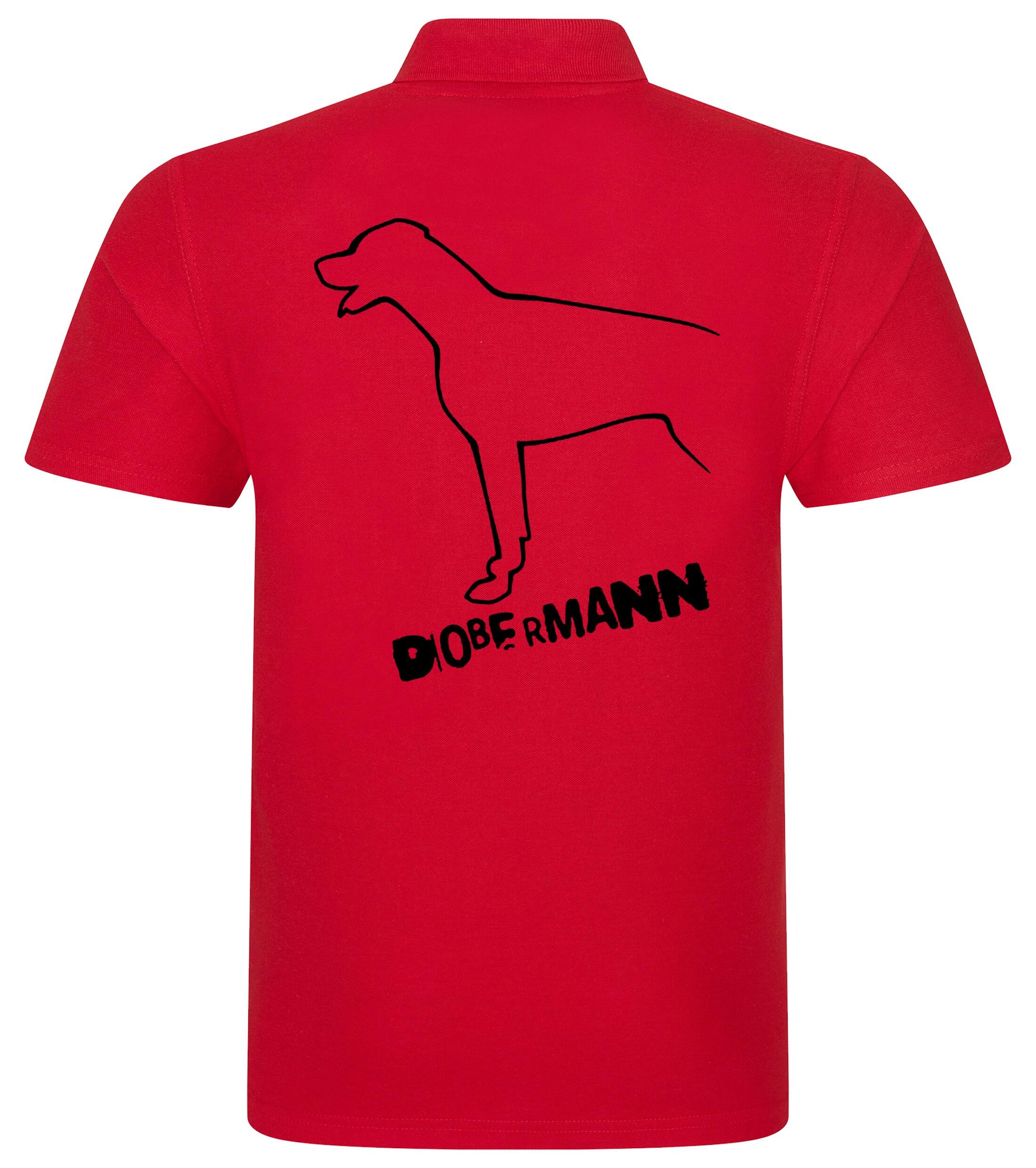 Dobermann (Outline) Unisex Cotton Polo – Classic Style for Dobermann Enthusiasts