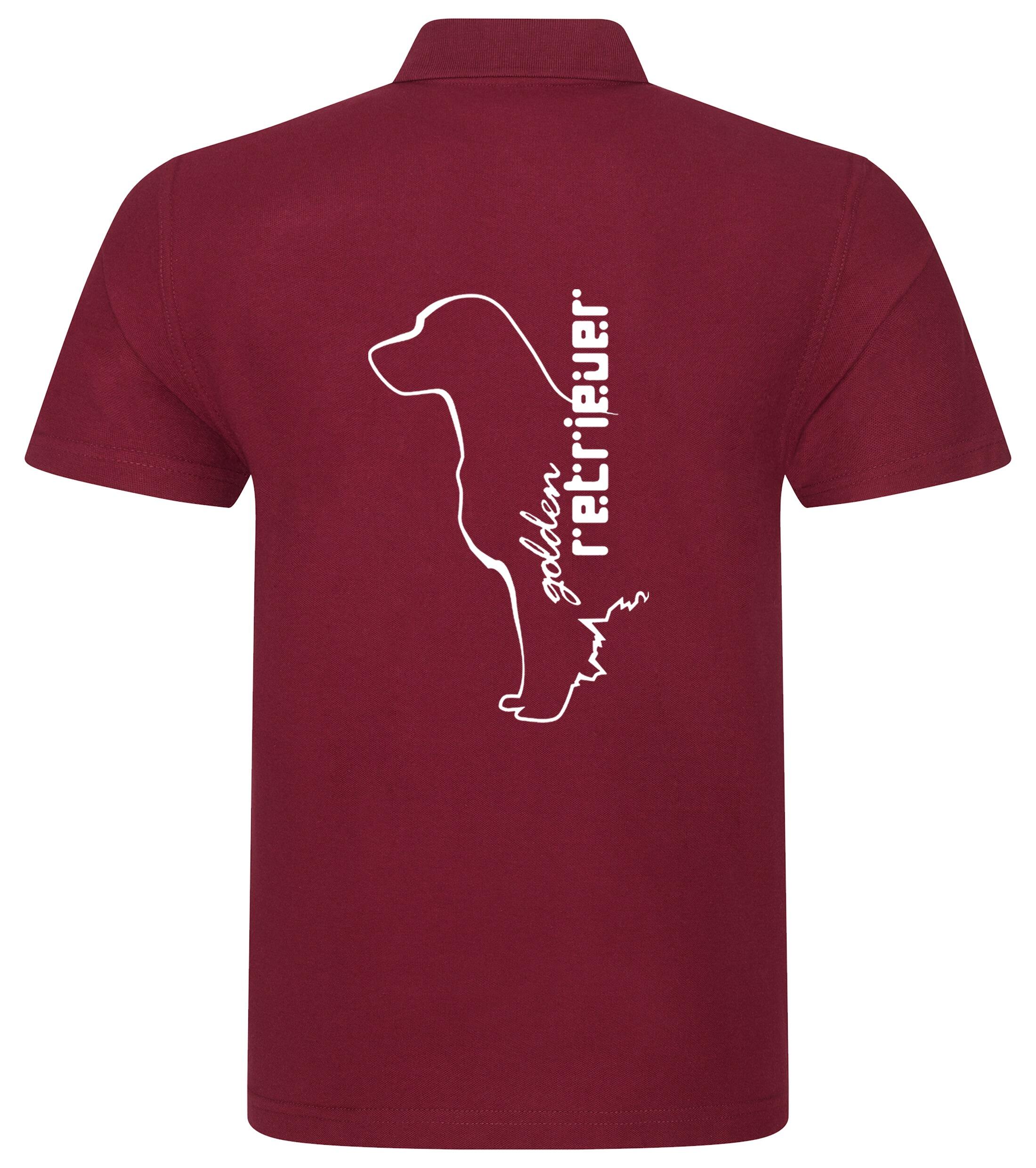 Unisex Cotton Polo with a detailed Golden Retriever graphic, crafted from breathable cotton fabric for lightweight comfort, featuring a classic polo collar and relaxed fit for versatile style.