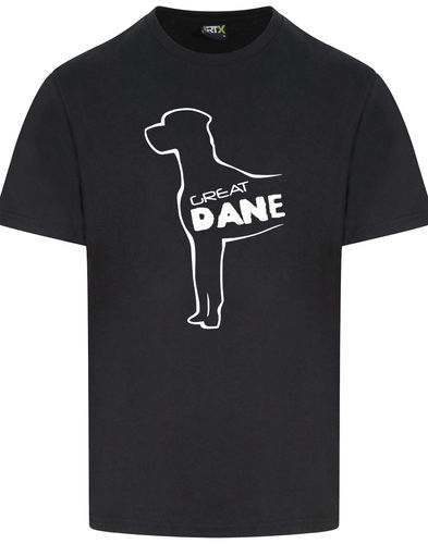 Unisex roundneck T-shirt featuring a detailed Great Dane graphic, crafted from breathable cotton with a relaxed fit, perfect for casual wear or dog events.