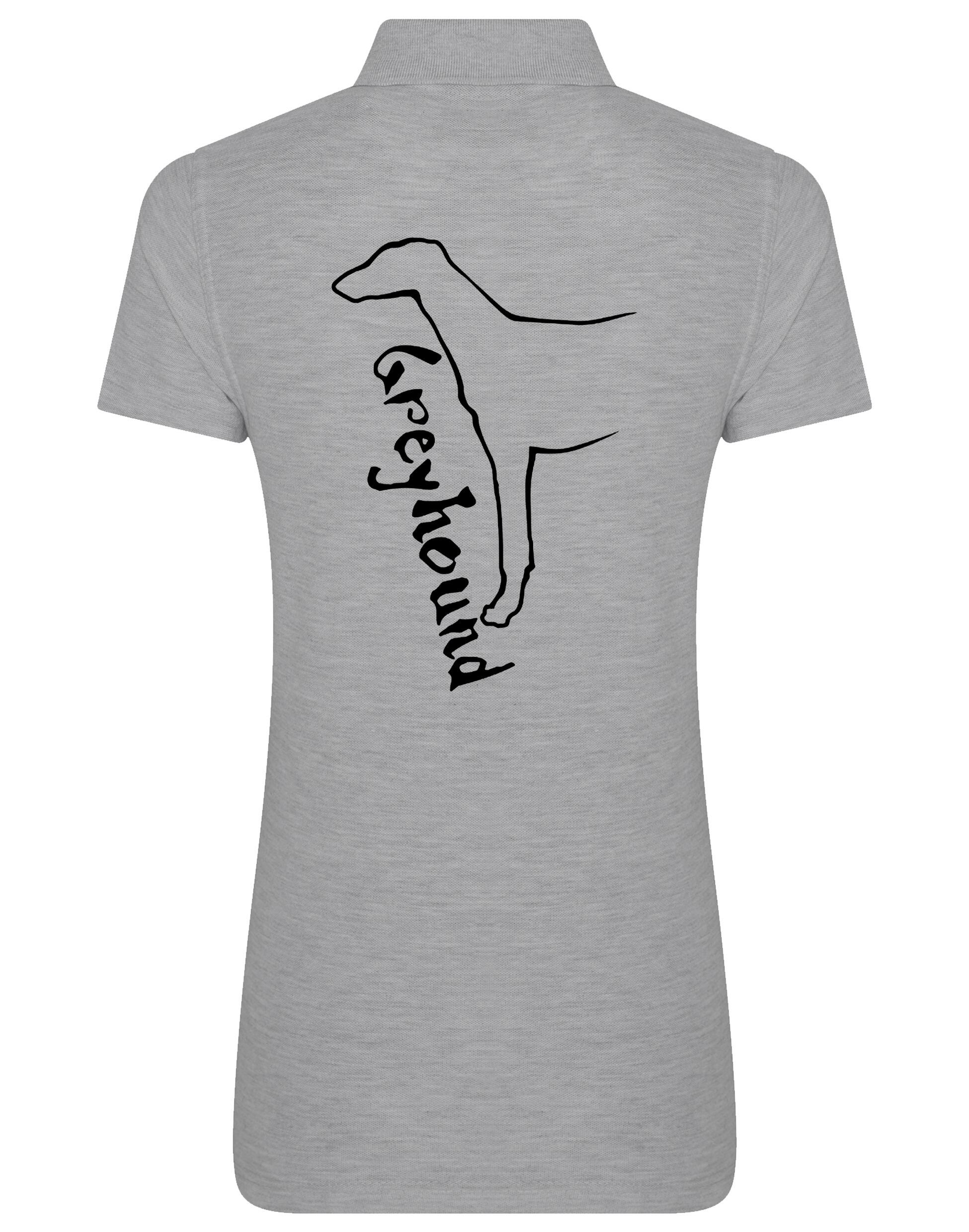 Women’s cotton polo with exclusive Greyhound design, featuring breathable fabric, feminine fit, and stylish elegance for dog lovers.
