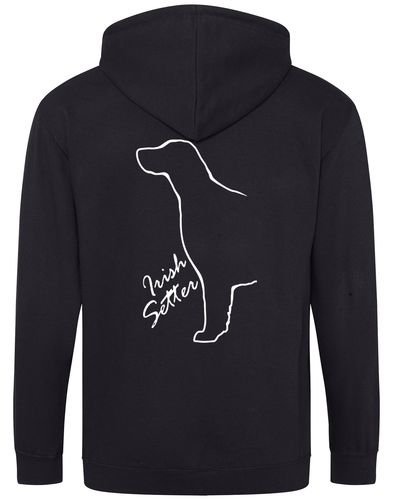 Irish Setter Zipped Hoodie featuring exclusive breed artwork, soft fleece interior, and customizable options for comfort and style.