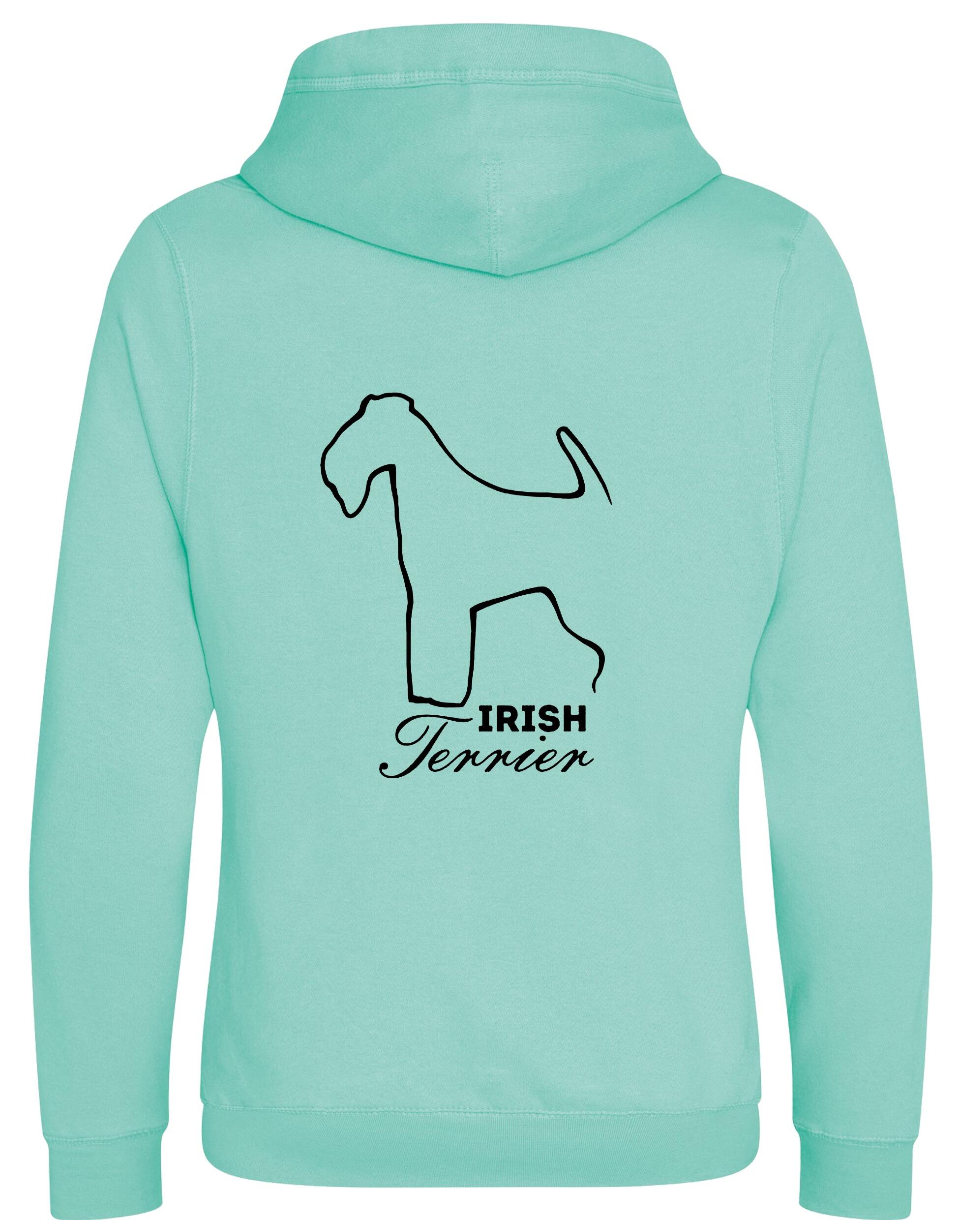 Irish Terrier Crossneck Pullover Hoodie with exclusive breed artwork, modern crossneck design, and practical kangaroo pocket.