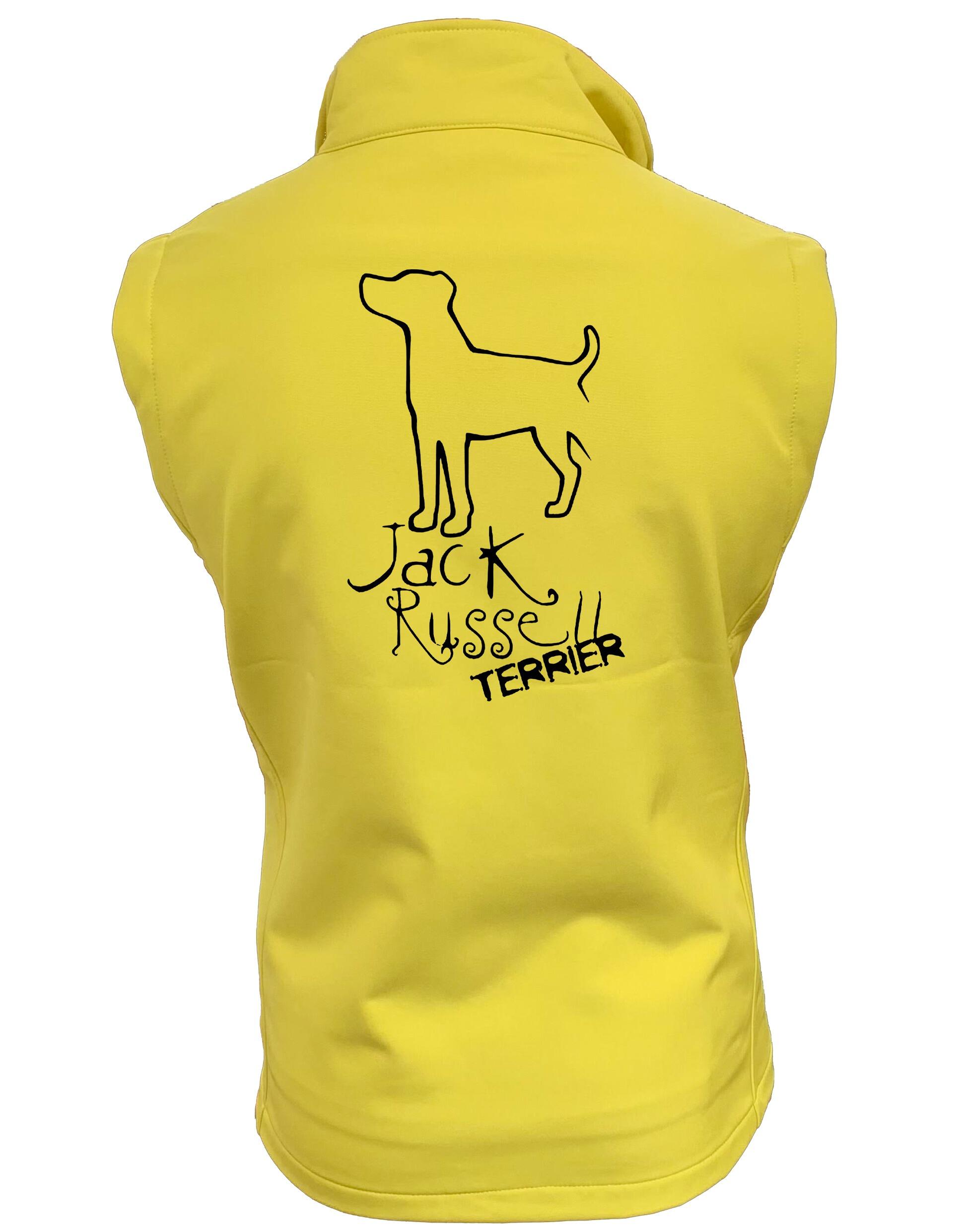 Jack Russell Terrier Unisex Softshell Gilet featuring breed-inspired artwork, water-resistant fabric, and fleece-lined comfort for outdoor adventures.