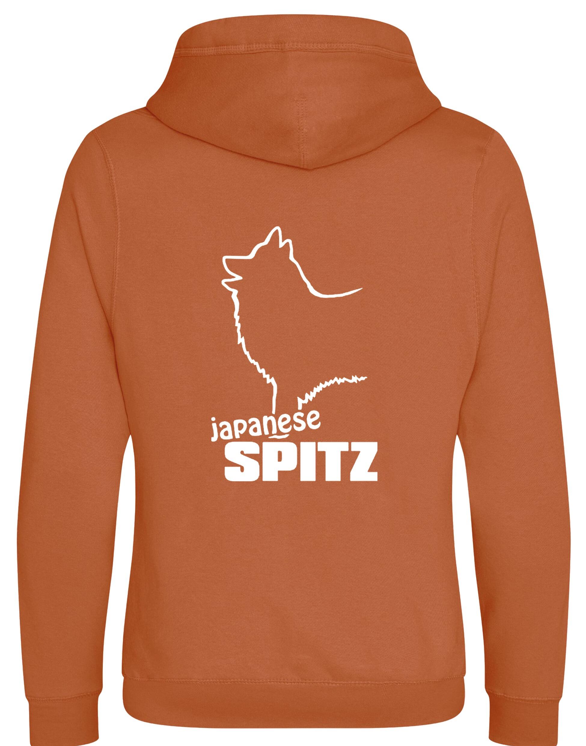 Unisex crossneck hoodie featuring exclusive Japanese Spitz artwork, designed for breed enthusiasts.