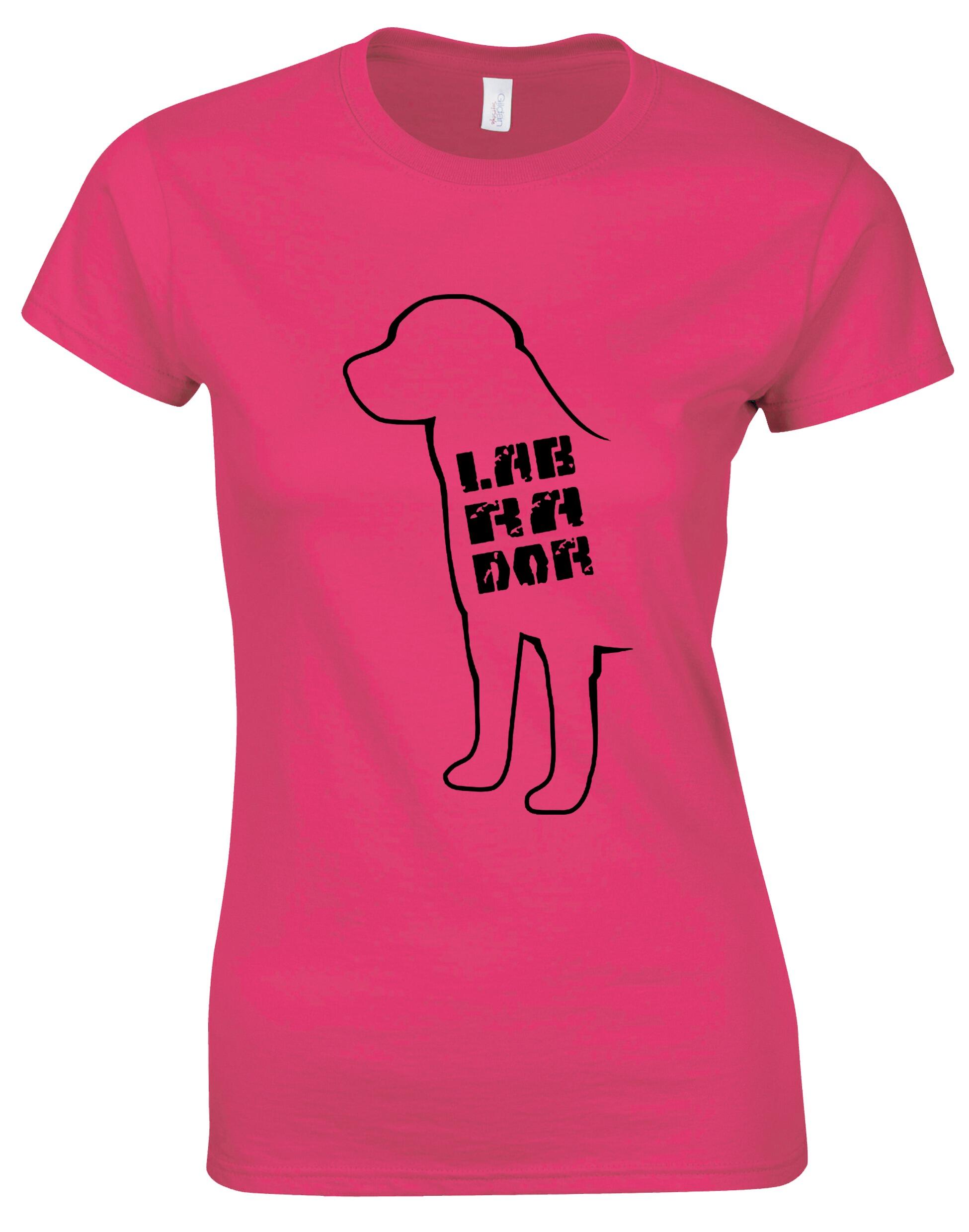 Female roundneck T-shirt featuring exclusive Labrador breed artwork, offering a stylish and comfortable way to showcase your Labrador pride.