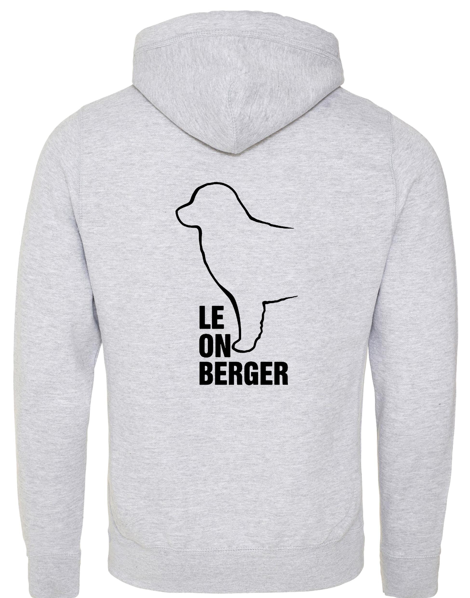 Leonberger crossneck pullover hoodie featuring exclusive breed artwork and practical kangaroo pocket.