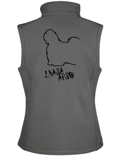 Lhasa Apso Unisex Softshell Gilet featuring exclusive breed artwork, water-resistant fabric, and fleece-lined warmth for stylish comfort.