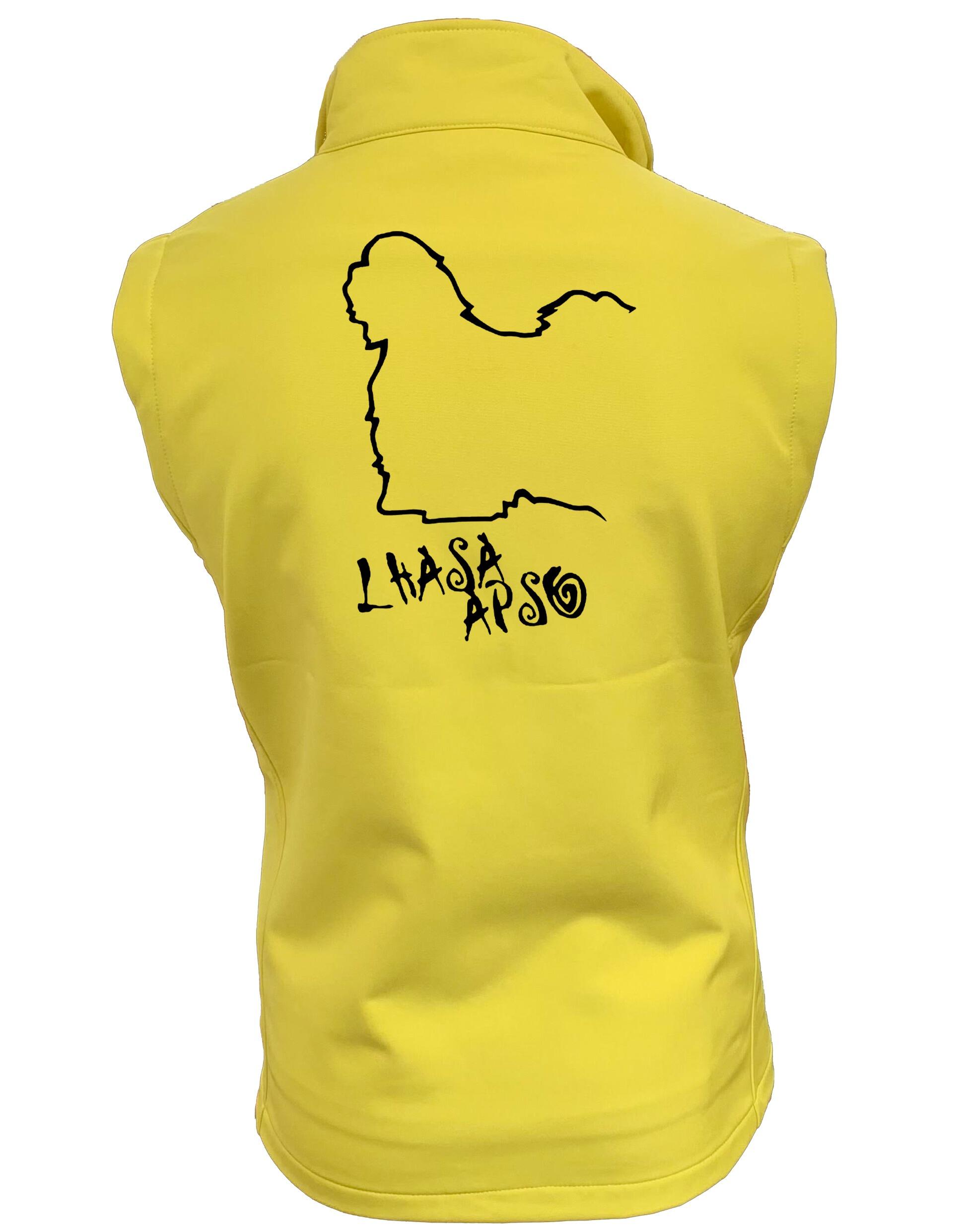 Lhasa Apso Unisex Softshell Gilet featuring exclusive breed artwork, water-resistant fabric, and fleece-lined warmth for stylish comfort.