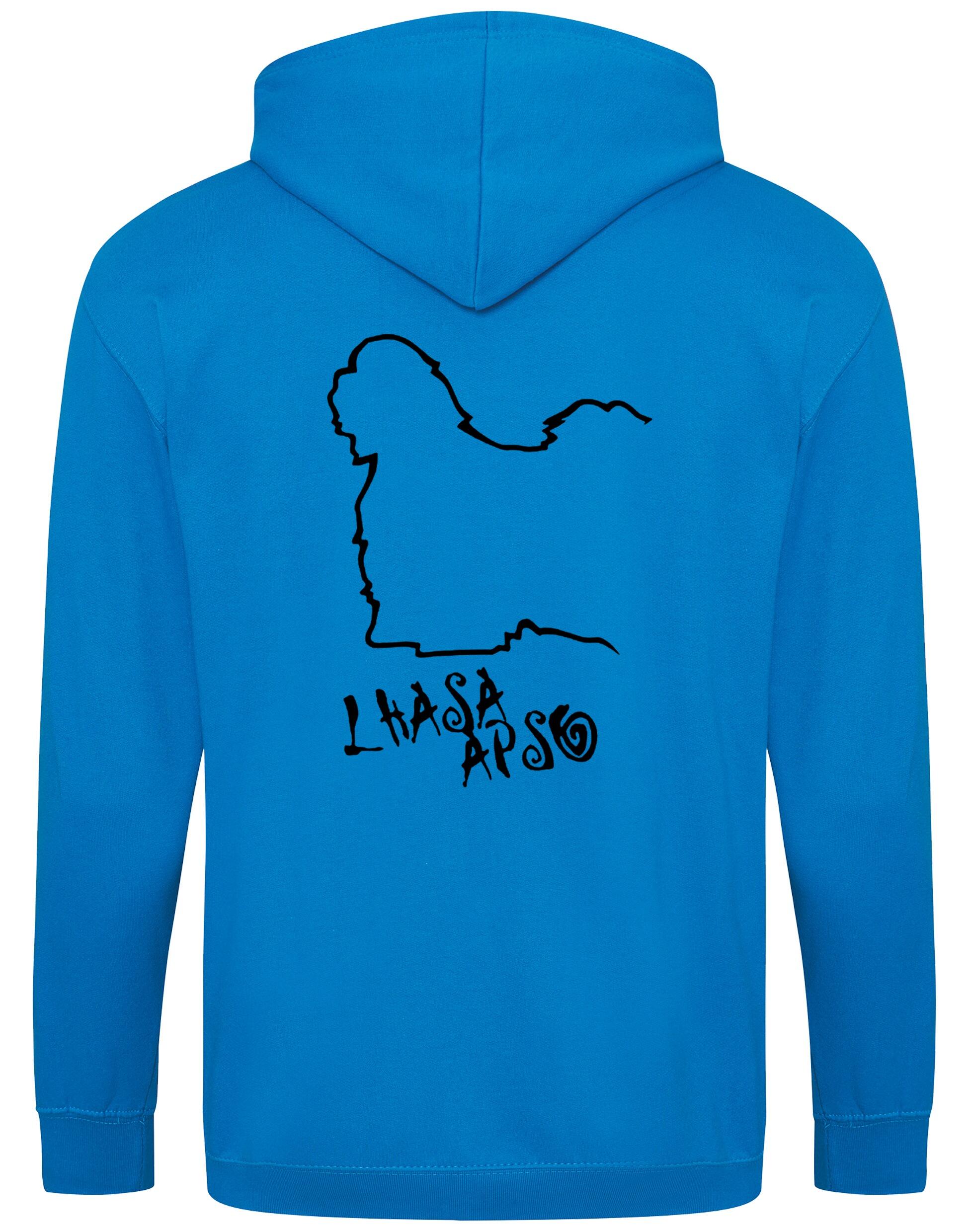 Lhasa Apso Zipped Hoodie with exclusive breed design, personalisation options, and a soft fleece interior for warmth and comfort.