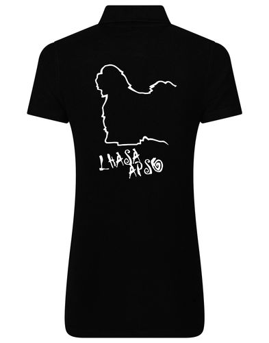 Lhasa Apso Women's Cotton Polo with elegant breed design and breathable cotton fabric.