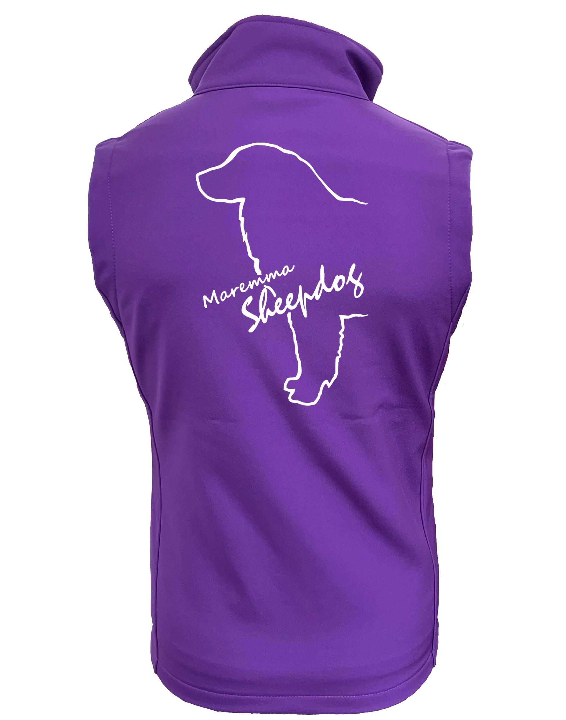 Unisex Softshell Gilet featuring an exclusive Maremma Sheepdog design, offering water-resistant protection and fleece-lined comfort.