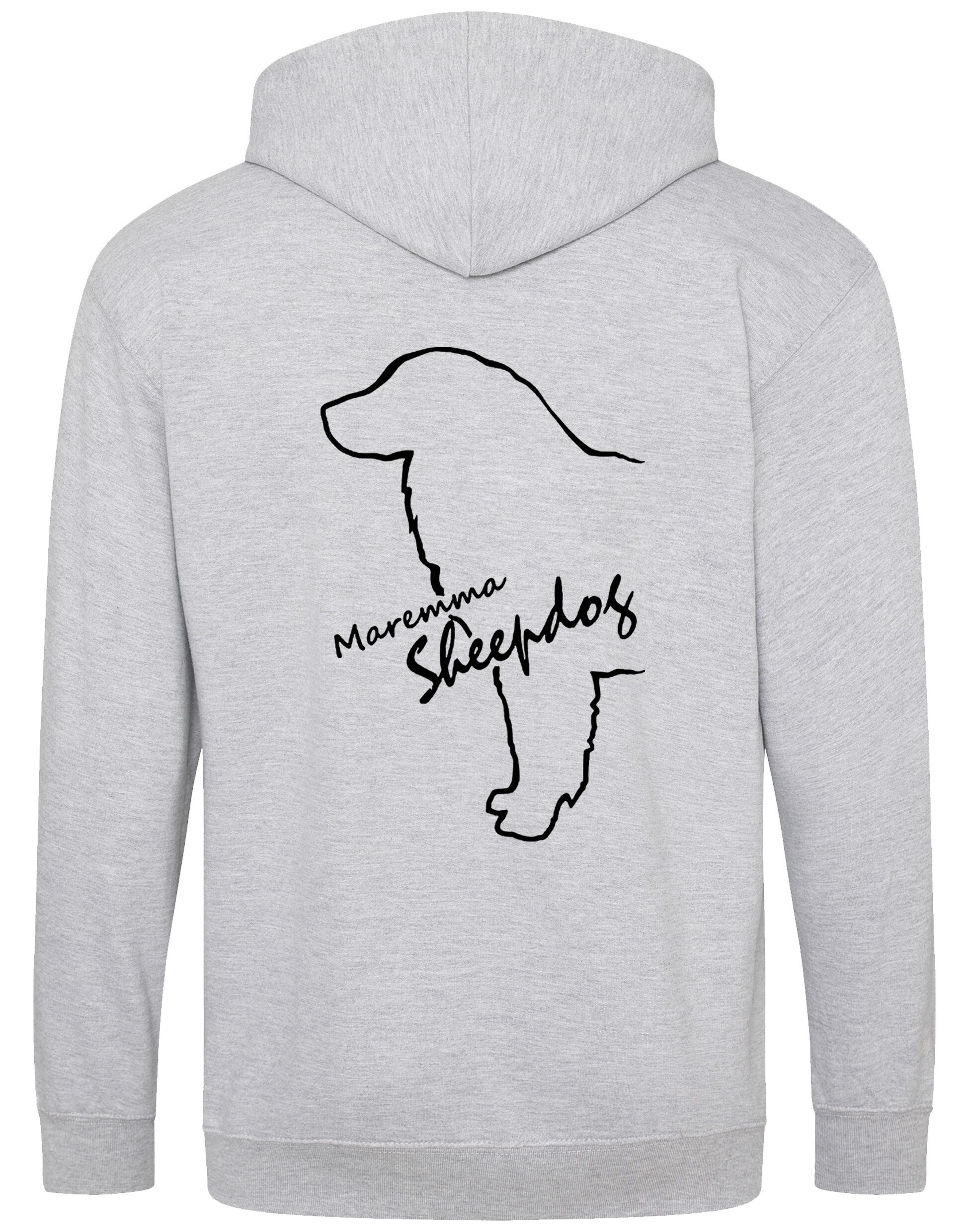 Maremma Sheepdog zipped hoodie with exclusive breed artwork, a warm fleece interior, and personalisation options.