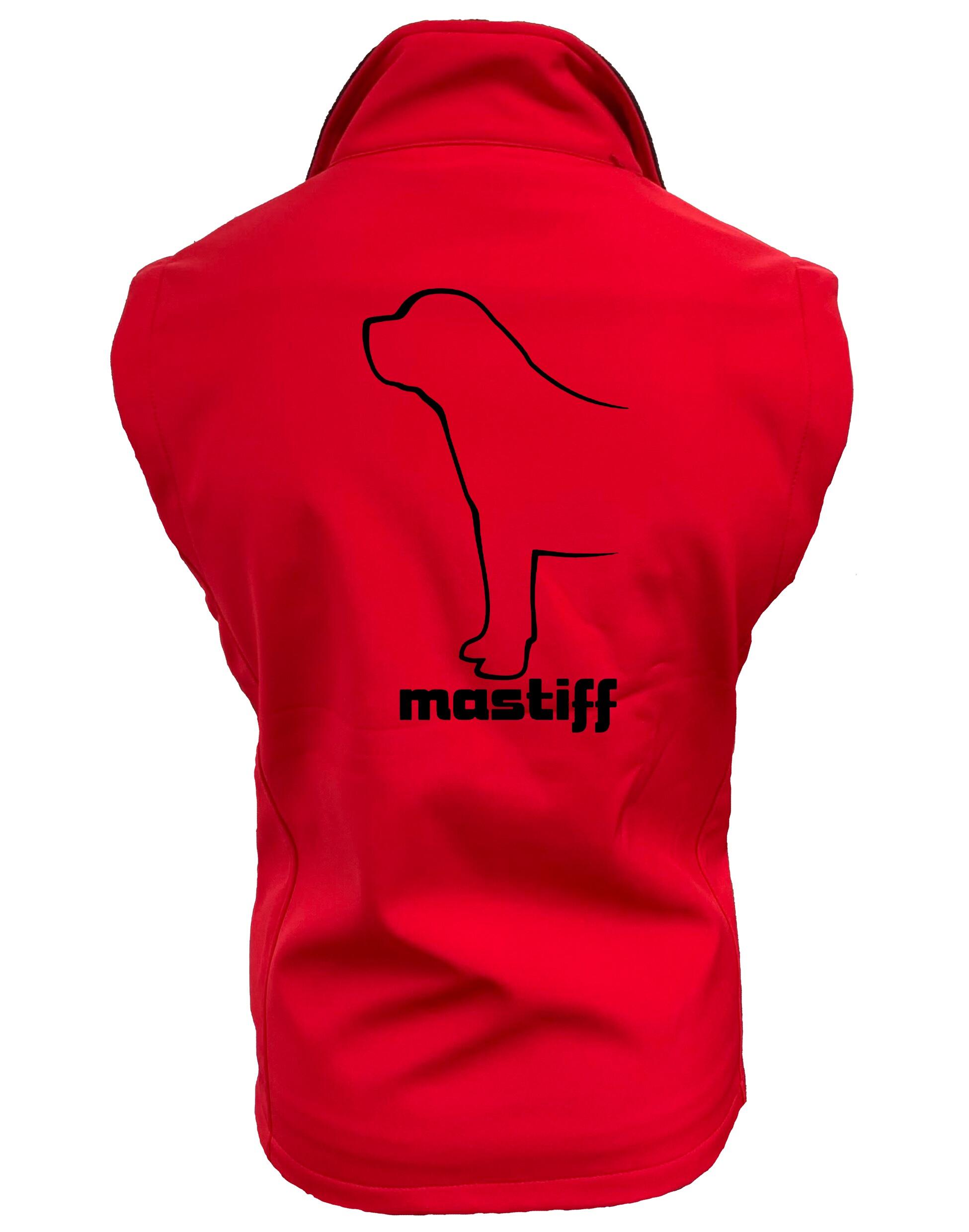 Mastiff Unisex Softshell Gilet with exclusive breed design, water-resistant fabric, and fleece lining for dog lovers.