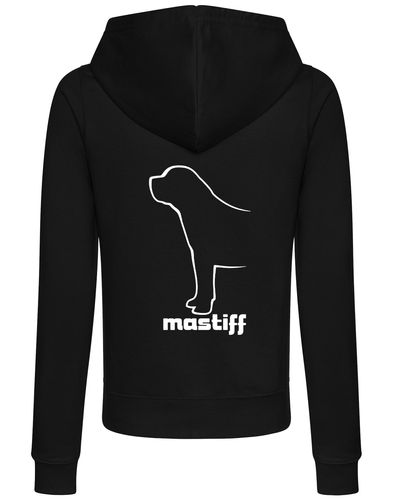 Mastiff Women's Zipped Hoodie with exclusive breed artwork, soft breathable fabric, and practical features for dog lovers.