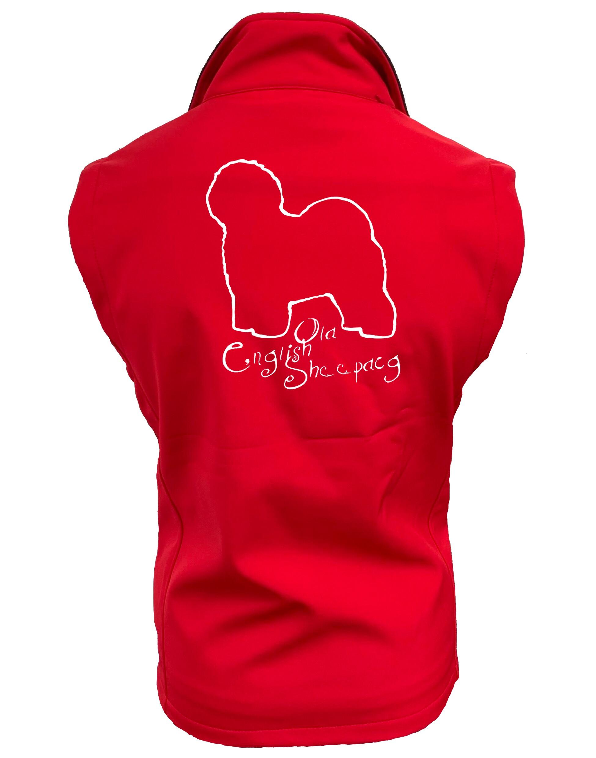 Old English Sheepdog Women’s Softshell Gilet – water-resistant, fleece-lined, and featuring exclusive breed artwork. Ideal for outdoor adventures, dog walking, and everyday wear.