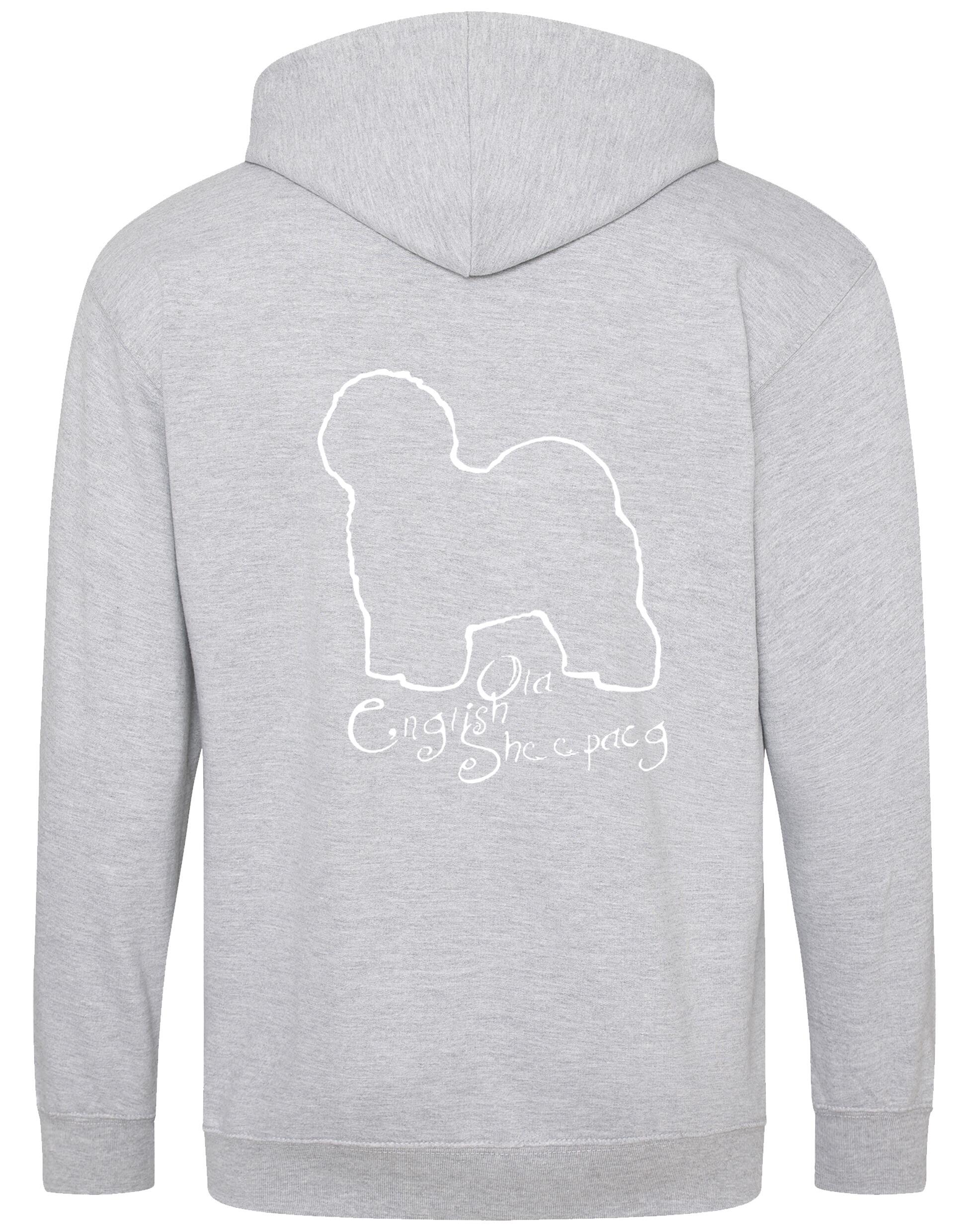 Old English Sheepdog Zipped Hoodie – cozy, fleece-lined, featuring exclusive breed artwork. A stylish and comfortable choice for dog lovers and breed enthusiasts.