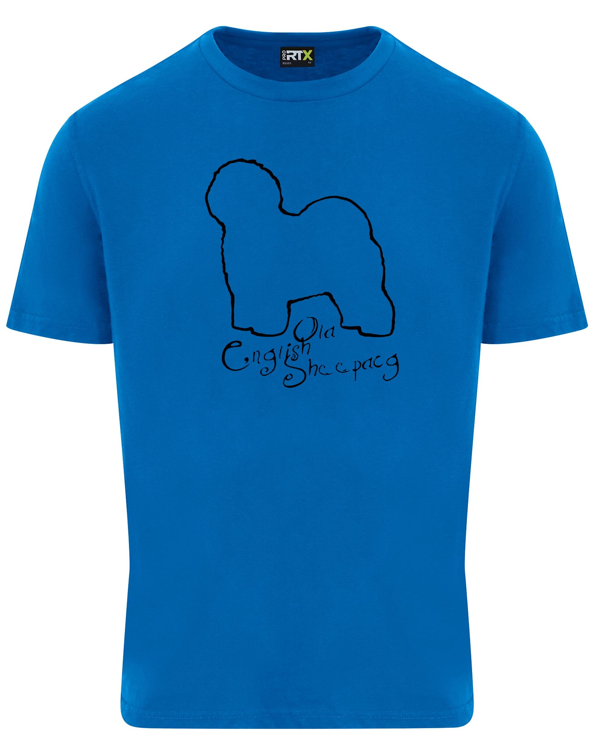 Old English Sheepdog Unisex Roundneck T-shirt – lightweight cotton fabric, relaxed fit, and exclusive breed artwork. A comfortable and stylish choice for dog lovers.