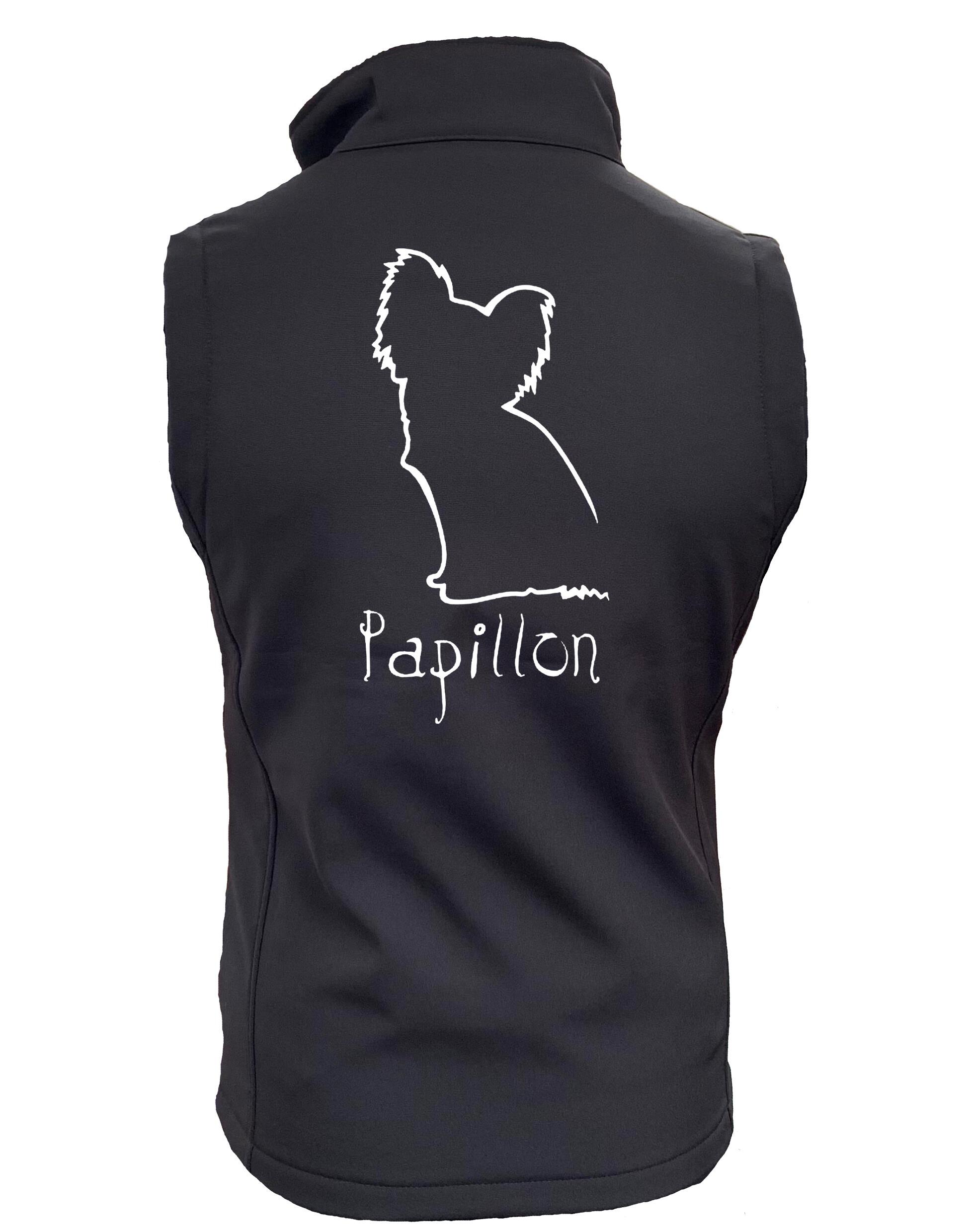 Papillon Unisex Softshell Gilet – fleece-lined, water-resistant, stylish fit, and exclusive breed design. The perfect lightweight outerwear for Papillon lovers.